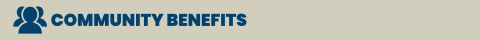 A tan box with an icon of people that says "Community Benefits"