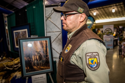 A FWS park ranger wearing the FWS uniform