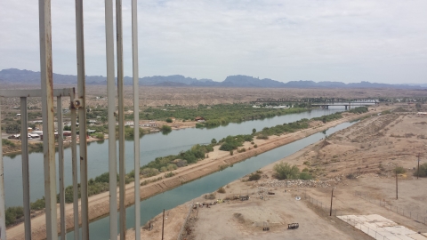 A river running through an area of land
