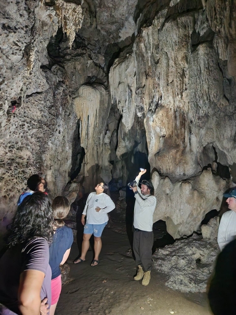 USFWS staff shows cave features at the Guam National Wildlife Refuge