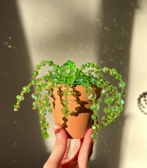 Beaded plant inside a ceramic pot