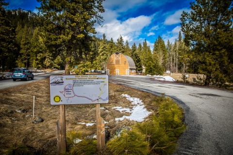 A sign denotes a bike route at Kootenai NWR