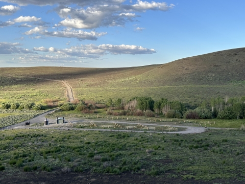 Hot Springs Campground loop with sites outlined in buck and rail fence.
