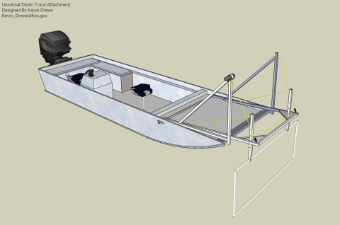 Drawing of a non-electrified hardware Dozer trawl set-up.