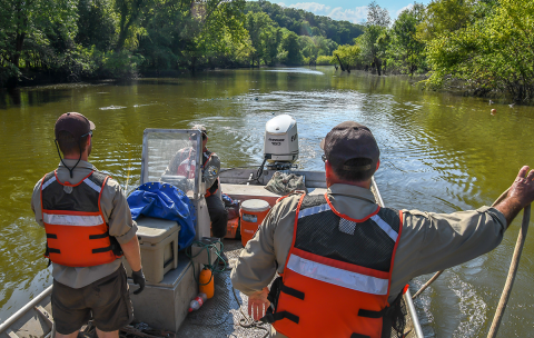 The trawl is deployed, and sampling begins