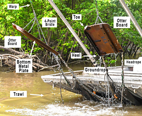 Benthic trawl Otter Boards on a Push Trawl deployment
