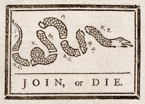 Benjamin Franklin Join or Die cartoon