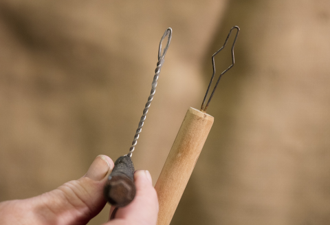 Closeup of twine pullers