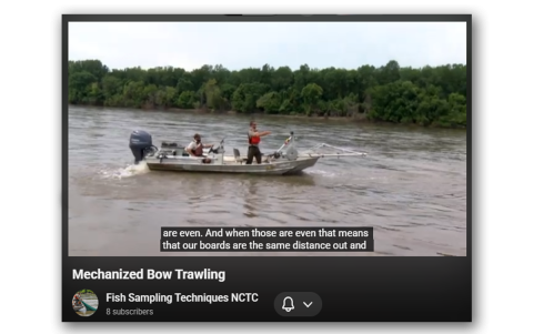 Bow Trawling on the Missouri River using powered winches and booms