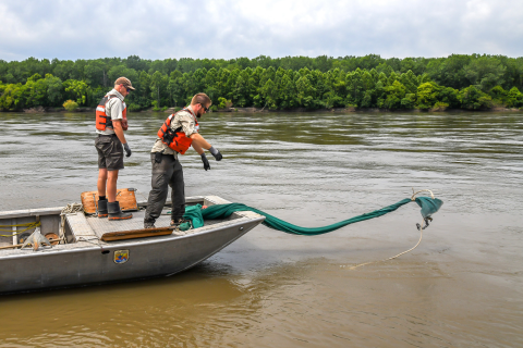The cod end is tossed out after the buoy