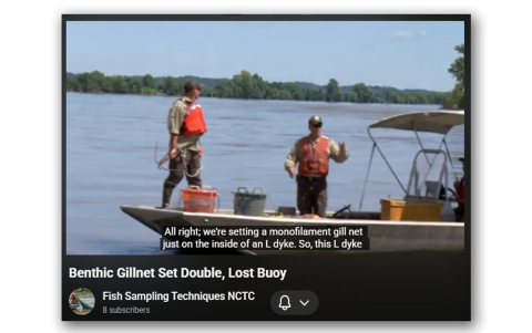 Benthic gill net set with 2 gill nets tied together and float disappears.