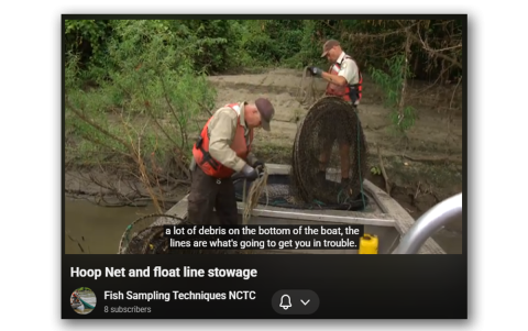 Hoop net storage on boat