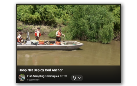 Deployment in moderate current, using a sand anchor off the cod end