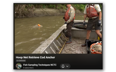 Retrieval in moderate current, using a sand anchor off the cod end, with boat operation techniques, removing catch