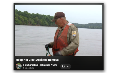 Hoop net stuck in sand, cleat assisted removal