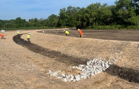 Creation of Gitzlaff Park included grading and construction of stream channels