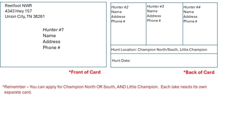 Waterfowl Quota Hunt Applicaton card upon completion