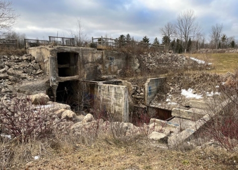 The crumbling Sanback Dam on Beechwood Creek in Rose City, Michigan prevents fish and other aquatic animals from moving through the creek and has become a safety hazard for people and wildlife.