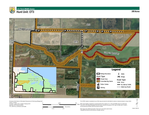 For more information on Ottawa National Wildlife Refuge hunting maps call (419) 898-0014 or visit 14000 West State Route 2 Oak Harbor, OH 43449-9485