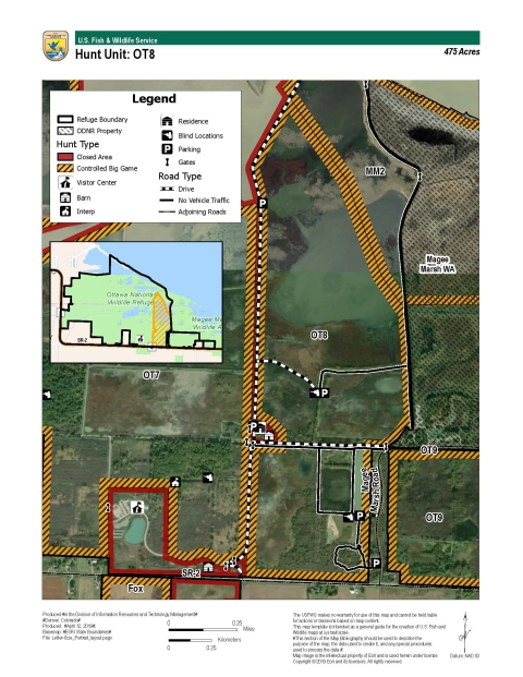 For more information on Ottawa National Wildlife Refuge hunting maps call (419) 898-0014 or visit 14000 West State Route 2 Oak Harbor, OH 43449-9485