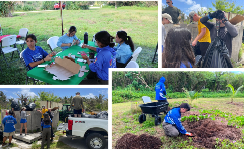 Collage of Kupu Intern Hannah working with visitors and volunteers at the Guam National Wildlife Refuge