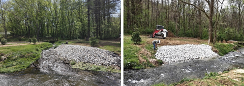 Fixed the retaining walls of the stream