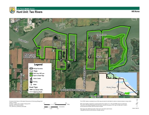 For more information on Ottawa National Wildlife Refuge hunting maps call (419) 898-0014 or visit 14000 West State Route 2 Oak Harbor, OH 43449-9485