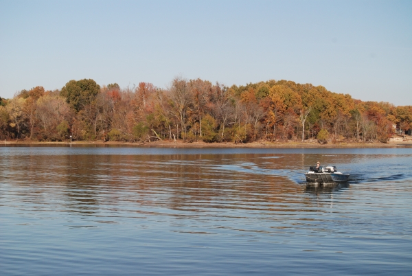 An image of a motorized boat on a lake.