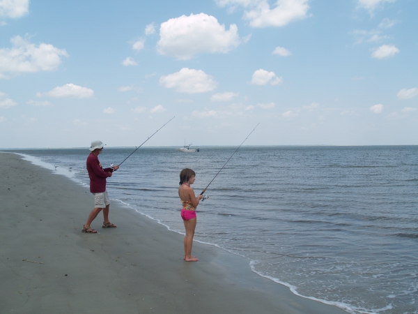 Surf fishing is a popular activity at Wassaw NWR