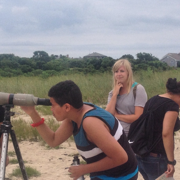 Students learning about the Great Salt Pond at Block Island.