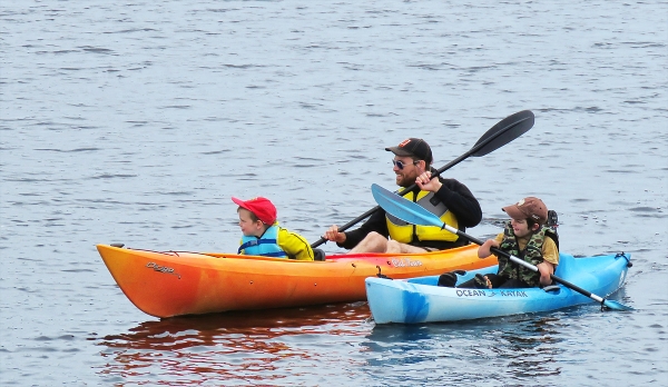 Image of a family kayaking
