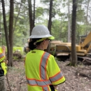 MEFO biologist on a stream restoration construction site