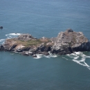 Aerial view of rocky island