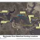 GIS image of Blackwater River Waterfowl Hunting Map with hunt units denoted