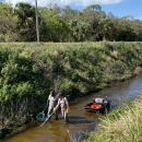 Peninsular Florida FWCO Fish Biologists testing new electrofishing barge