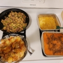 Thanksgiving food on a stove