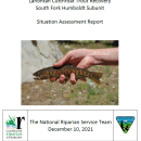 A close up of a person holding a fish beneath the text: Lahontan Cutthroat Trout Recovery South Fork Humboldt Subunit Situation Assessment Report