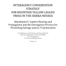 Mountain Yellow-legged Frog Conservation Strategy: Captive Rearing (Attachment 5) 