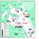 A map of facilities on Pelican Island NWR.