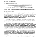 C. R. Bavin to Head Fish and Wildlife Service Law Enforcement Programs September 23, 1972