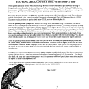 Consumer Alert! Traveling Abroad and Back Home With Your Pet Bird May 30,1997