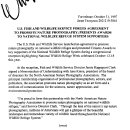 U.S. Fish and Wildlife Service Forges Agreement to Promote Nature Photography; Presents Awards to National Wildlife Refuge System Supporters October 31, 1997