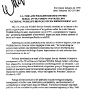 U.S. Fish and Wildlife Service Invites Public Involvement in Fulfilling National Wildlife Refuge System Improvement Act January 26, 1998