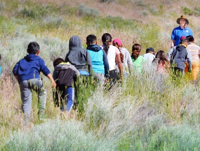 Children Hiking on Sheepy Ridge with staff at Tule Lake NWR