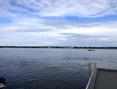 An expansive view of the width of the St. Lawrence River