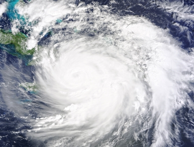 Satellite view of a large hurricane