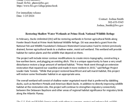 Press Release Ducks Unlimited Wetland Restoration
