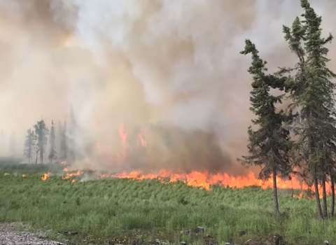 Firefighters work to contain the Swan Lake Fire in Alaska in 2019.