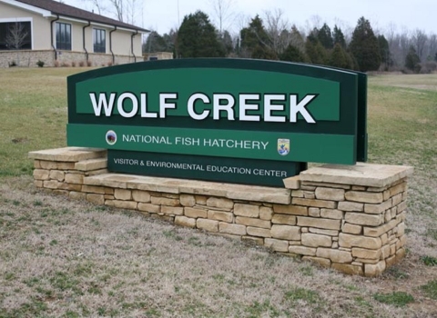 Front sign at Wolf Creek National Fish Hatchery