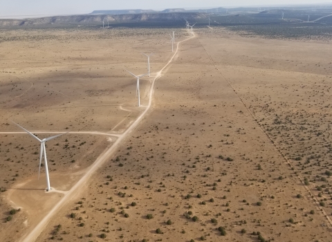 Wind turbine string in southwest US